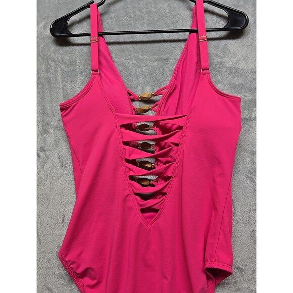 Rod Beattie Bleu Swimwear for Women Size 10 Pink With Beaded Accents Adjustable - Picture 8 of 11